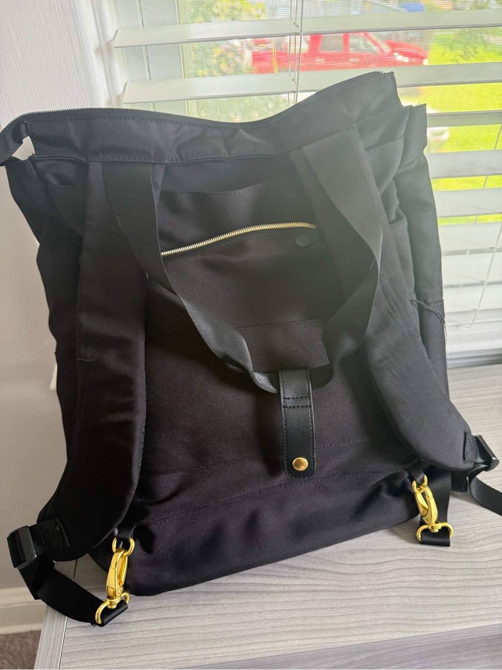 solo Black Tote-Style Backpack with Gold Hardware - Picture 2 of 5